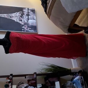 Red Prom dress size 8 strapless roomy for large chest